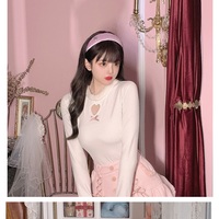 Cute Sexy Pastel White & Pink Fur Plush Sweaters Tops - Thumbnail 3