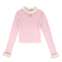 Cute Sexy Pastel White & Pink Fur Plush Sweaters Tops - Thumbnail 9
