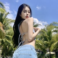 Sexy Summer Girl Butterfly Form Fitting Jeans Tank Tops - Thumbnail 2