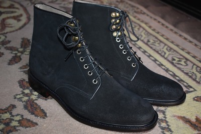 Luxury Men's Handmade Black Suede Lace Up Formal Boot