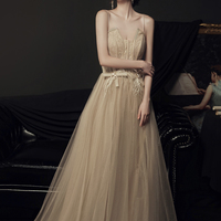 Cute tulle long A line prom dress evening dress - Thumbnail 3