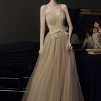 Cute tulle long A line prom dress evening dress - Thumbnail 5