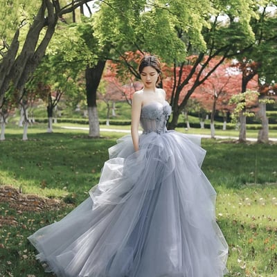 Cute tulle long a line ball gown dress formal dress - Thumbnail 1
