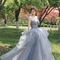 Cute tulle long A line ball gown dress formal dress - Thumbnail 5