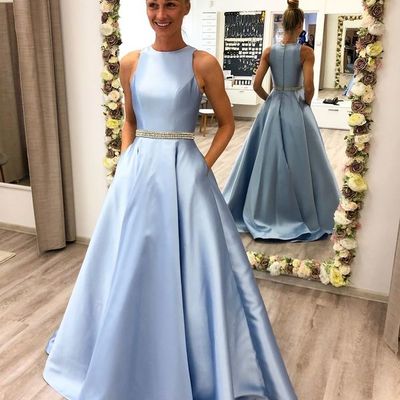 O-neck light blue prom dress,charming evening dress,prom dresses,815 - Thumbnail 2