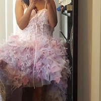 Beach Wedding Dresses Short Front And Long Back A Line With 3D Handmade Flowers All Around Tulle Hi-Lo Colorful Bridal Gowns,1356 - Thumbnail 1