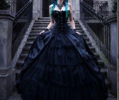 Black Romantic Gothic Wedding Dresses,Elegant Bridal Dresses,1357