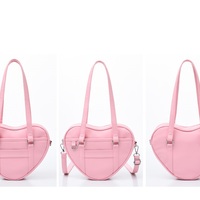 Japanese Student Girl Cute Love Heart Leather Shoulder Retro Sweet Bag - Thumbnail 3