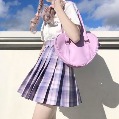 Japanese student girl cute love heart leather shoulder retro sweet bag