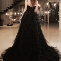 Black tulle long ball gown dress black formal dress - Thumbnail 5