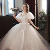 White tulle long A line prom dress white evening dress - Thumbnail 9