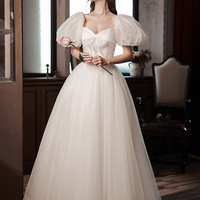 White tulle long A line prom dress white evening dress - Thumbnail 7