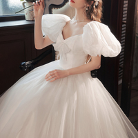 White tulle long A line prom dress white evening dress - Thumbnail 5