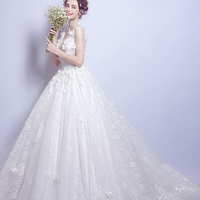 White lace v neck long prom dress white evening dress - Thumbnail 3