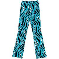 High Waist Checker Wave Color Block Straight Leg Trousers Pants - Thumbnail 1