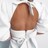 Sexy Puff Sleeves Bubble Stitching Tight Dress - Thumbnail 2