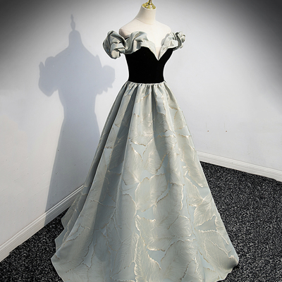 Stylish satin long prom dress a line evening dress - Thumbnail 1