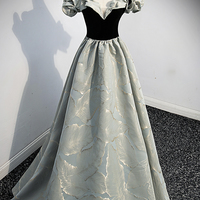 Stylish satin long prom dress A line evening dress - Thumbnail 1