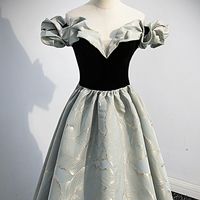 Stylish satin long prom dress A line evening dress - Thumbnail 2