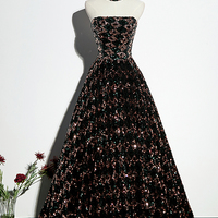 Shiny sequins long prom dress A line evening dress - Thumbnail 5