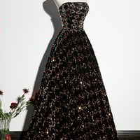 Shiny sequins long prom dress A line evening dress - Thumbnail 3