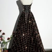 Shiny sequins long prom dress A line evening dress - Thumbnail 4