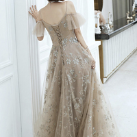 Stylish tulle sequins long prom dress A line evening dress - Thumbnail 7