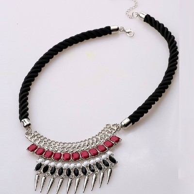 Silver spike statement necklace