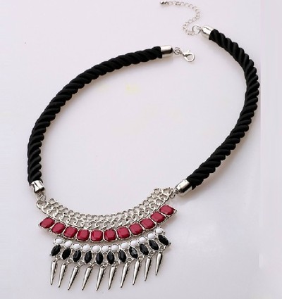 Silver Spike Statement Necklace