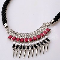 Silver Spike Statement Necklace - Thumbnail 3