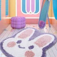 Cute Purple Smile Bunny Rabbit Soft Plush Rug Carpets Decor - Thumbnail 2