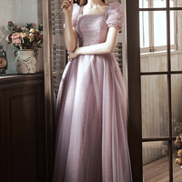 Cute tulle long prom dress A line evening dress - Thumbnail 5