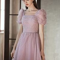 Cute tulle long prom dress A line evening dress - Thumbnail 2