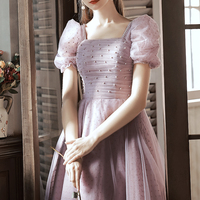 Cute tulle long prom dress A line evening dress - Thumbnail 3