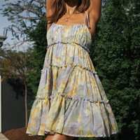 Sweet Sling High Waist Printed Sleeveless Dress - Thumbnail 2