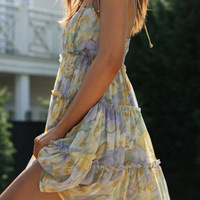 Sweet Sling High Waist Printed Sleeveless Dress - Thumbnail 3