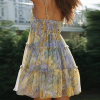 Sweet Sling High Waist Printed Sleeveless Dress - Thumbnail 4