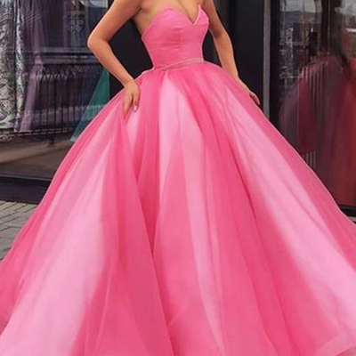 Princess ball gown sweetheart pink floor length prom/evening dress,832 - Thumbnail 1
