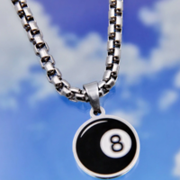 STAINLESS STEEL 8 BALL NECKLACE - Thumbnail 1