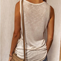 Casual Loose Solid Color Sleeveless Vest Tops - Thumbnail 2