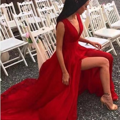 Prom dresses deep v neck burgundy