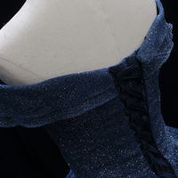 Blue tulle sequins long prom dress A line evening dress - Thumbnail 6