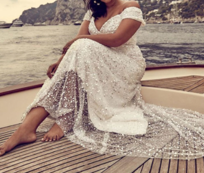 Sparkly Plus Size Wedding Dress Bridal Gown Off the Shoulder,1369