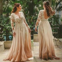 V Neck Backless Mother of the Bride Dresses with Appliques,1373 - Thumbnail 2