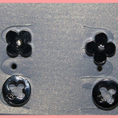 Silver flower stud 2 pc. earrings 