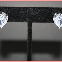 Diamond Heart Stud Earrings  - Thumbnail 1