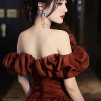 Simple satin long prom dress A line evening gown - Thumbnail 3