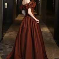 Simple satin long prom dress A line evening gown - Thumbnail 4