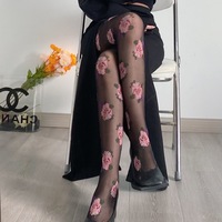Vintage Rose Flower Prints Tights Pantyhose Stockings - Thumbnail 6