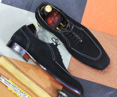 New Handmade Men Black Plain Dress suede Leather Shoes